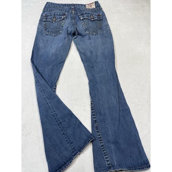 True Religion Womens Joey Low Rise Flare Bootcut Jeans Ocean Blue Size 28 Denim - Picture 6 of 13